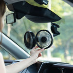 Car Seat Fan Dual Head 3 Speed 3300RPM Digital Display Foldable 5V USB Rechargeable Rear-Seat Mount Suction Cup Bracket