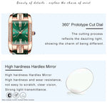 LinkMejor Fashion Rectangular Quartz Watch Female Luxury Elegant Clock Waterproof Leather Band Creative Diamond Women Watch