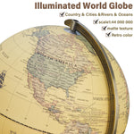 12" Illuminated World Globe 720° Rotating Education Cartography Map W/ LED Light