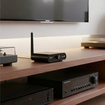 AU2410 Wireless Audio Transmitter and Receiver 15ms Low Latency 100m Range Hi-Fi Stereo Sound Support One to Many Plug and Play