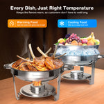 Warmounts 1/2/4/6 Pack Chafing Dish Buffet Set, 5QT Round Buffet Servers and Warmers Set, Stainless Steel Catering Food Warmer with Glass Lid & Holder for Party Home Garden Wedding