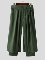 INCERUN Men Design Pleated Layering Pant Loose Fit Casual Daily Men's Bottoms