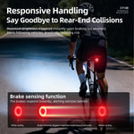 LinkMejor CY120 Smart Brake Bicycle Taillight Auto Start/Stop Brake Sensing Bike Rear Light Vibration Wake-Up Carbon Waterproof Tail Light
