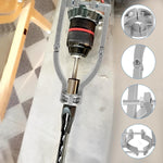 Square Hole Drill Bit Adapter with 4 Drill Bits Carbide Square Hole Drill Fixing Bracket Precise Woodworking Mortising Chisel Kit Tenon Drill Bits Fixing Bracket Accessory for Bench Drill