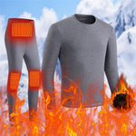LinkMejor HD-02G Electric Heated Top Pant Set Fleece 3 Zones Heating Lined Thermal Long Sleeves Trousers Men USB Chargeable Heated Suit