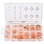 150PCS 15 Sizes Copper Metric Sealing Washers Assortment Set Flat Ring Sump Plug Oil Seal Gasket Sealing Washers Crush Washer Assortment M5/6/7/8/10/10.5/11/12/12.5/14/15/16/16.5/17.5