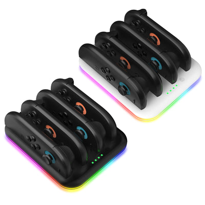 LinkMejor LinkMejor-NS2303 Switch2 Joy-Con 4 in 1 Charging Dock Type-C Fast Charging LED Indicators RGB Lighting Left and Right Handle Charger Stand Gaming Accessories