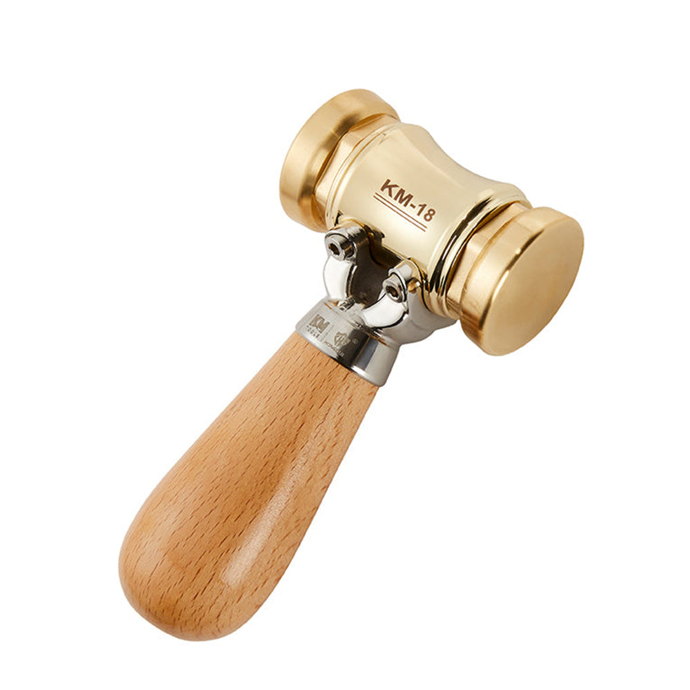 LinkMejor KM-18 Mallet Hammer 22-Ounce Brass Head Mallet Replaceable Plastic Hammer Heads Nylon Inserts Comfortable Handle Reduces Hand Fatigue