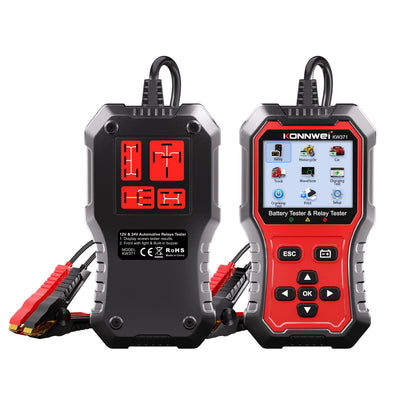 LinkMejor KW371 2 in 1 Car Battery Tester Relay Tester 4/5 Pin 6V 12V 24V Fault Data Printing Start Test Charging Scan Tool