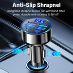 100W 6-Port USB PD Car Charger Adapter 4USB-A+2USB-C PD QC3.0 Support FCP VOOC Fast Charging with Blue LED Display for iPhone 16 15 14 13 Pro for Huawei Nova Flip for Samsung Galaxy Z Flip6 for Xiaomi Civi 4 Pro