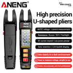 LinkMejor PN129 Digital Clamp Meter 600V 100A Multimeter with LCD Backlit Display Flashlight Auto Power Off NCV Data Retention
