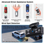 LinkMejor 4K Dash Cam Dual Lens 3840x2160P AI Driver Assistance ADAS GPS WiFi Wide Angle Night Vision Car DVR Camera