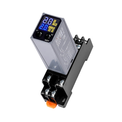 H3Y-2 LCD Time Relay AC 220V DC 12V 24V Adjustable Digital Display Dual Time Control Cycle Delayer with Base High-Precision Timing