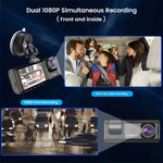 3 Lens 1080P Infrared Night Vision Dual Dash Cam Backup Camera Wide Angle Recording Looping