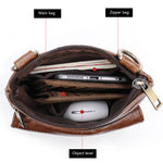 Ekphero Men Vintage Genuine Leather Shoulder Bag Small Messenger Bags Large Capacity Business Casual Crossbody Bag
