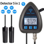 Tuya WiFi Bluetooth 5 in 1 Water Quality Monitor PH EC SALT SG Temperature Multi Function Water Analyzer APP Control for Aquarium Aquaculture Hydroponics Swimming Pool
