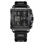 LinkMejor Fashion Men's Square Dual Display Watch Business Casual Sports Wristwatch Luminous Waterproof Date Week Male Watch