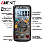 LinkMejor AL01 Portable Digital Multimeter High Precision Voltage Current Resistance Capacitance Frequency Temperature Tester Inductance NCV Detection True RMS Backlight Display Auto-Off