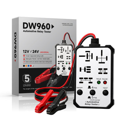 DW960 Automotive Relay Tester 12V 24V Universal Car Relay Checker for 4 Pin 5 Pin Relays Electronic Circuit Diagnostic Tool