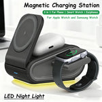 OJD-133 15W Magnetic Wireless Charger Fast Wireless Charging Stand with Night Light for Smart Phones for iPhone 17 17Pro Max 16 15 14 for Xiaomi 17pro for Huawei Mate XTs for Airpods for Apple Watch
