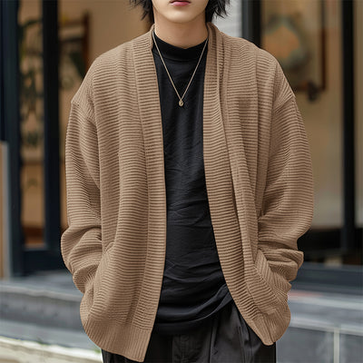 LinkMejor Mens Knitted Striped Long Sleeve Cardigan Casual Solid Color Spring Fall Winter Men's Coat