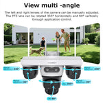 INQMEGA 9MP Tri-lens Solar Camera 4G EU Version Outdoor Wireless PTZ Color Night Vision Two-way Audio Waterproof AOV+PIR 2-in-1 Smart Home Surveillance CCTV Cameras