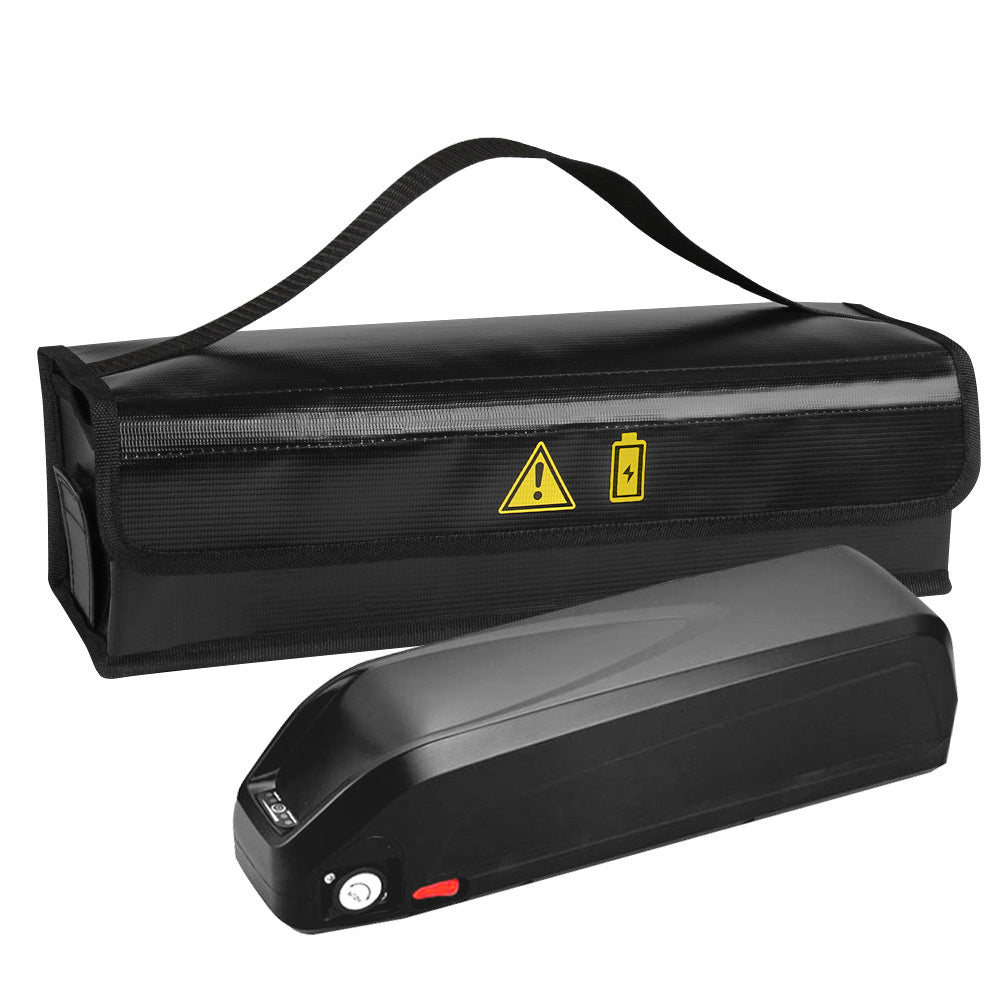 LinkMejor 49*15*15cm Portable E-Bike Lipo Battery Bag Fireproof Waterproof Electric Bicycle Battery Protection Handbag with Charging Port
