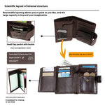 Ekphero Retro Genuine Leather RFID Men's Wallet Business Casual Money Clip Multiple Card Slots Holder Coin Purse