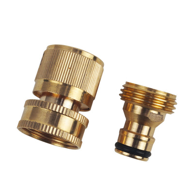 Brass 3/4" Hose Quick Connector Male and Female Set Water Hose Fitting European Style Leak Proof Rubber Washer Easy Installation Gardening Accessories