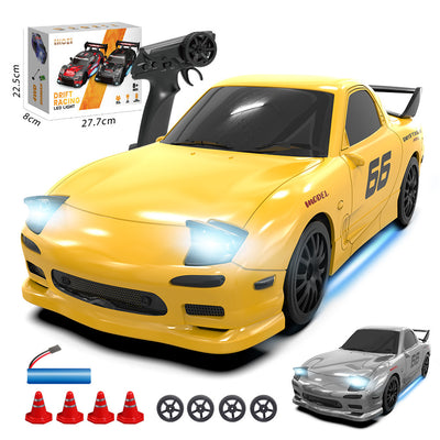 LinkMejor 8608 8609 RTR 1/24 2.4G 4WD RX7 Drift RC Car High-Speed Remote Control Mini Race LED Light On-Road Racing Vehicle Model Boys Gifts Toys