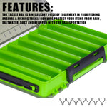 LinkMejor 10 Compartments Small Double Fishing Tackle Box Portable Handle Lure Baits Container Y-slot Storage Organizer