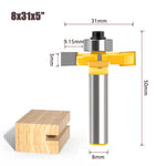Tongue Groove Router Bit 8mm Shank 4 Flute Ball Bearing Grooving Cutter Tungsten Steel Straight End Mill for Woodworking Milling Cutting