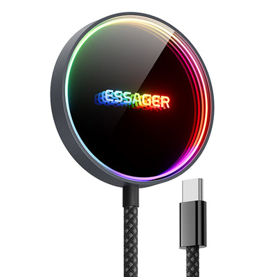 LinkMejor ES-WC17 15W Magnetic Wireless Charger Fast Magnetic Wireless Charger Pad with RGB Light for iphone 17 17Pro 16 Pro Max 15 14 13 for Xiaomi 17pro for OPPO for VIVO