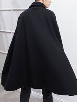 INCERUN Men Lapel Sleeveless Shawl Cape Black Mens Coat Cape Belt Buckle Middle Long Coat Jacket