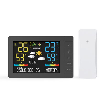 Wireless Weather Station with Color Display Indoor Outdoor Thermometer Hygrometer with Forecast Radio Controlled Clock Multi Language Moon Phase Barometer Alarm