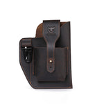 LinkMejor Genuine Leather Waist Bag for Men Belt Bag Packs 7inch Cell Phone Purse Waist Bag Wear Buckle Retro Belt Pack
