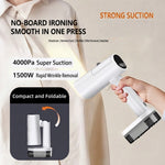 Tevorex 1500W Portable Foldable Garment Steamer 5500Pa Strong Suction 110000RPM High Speed 3 Speed Suction Adjustable 230ml Water Tank Handheld Iron Steam Machine with 90° Rotatable Head for Home Travel