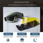 LinkMejor Tactical Goggles 3 Lens Soft Windproof UV400 Protection Glasses For Cycling Safe Protection