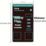200W High Power Car Inverter Charger 12V To 110V 220V Multi-Function Converter Type-C Mobile Phone Fast Charging with Eight Output Port