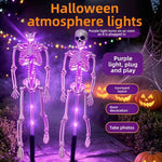 Elfeland Solar Skeleton Ground Stake Light LED Auto On/Off Sensor Waterproof Plug&Play Halloween Ambient Lamp for Outdoor Garden Yard Pathway Decoration