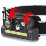 LinkMejor 4 Modes Zoomable Headlamp Waterproof Multi-functional Type-c Charging Headlight Flashlight Head Torch Lamp