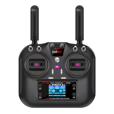 LinkMejor HT-10A 2.4GHz 10CH FHSS 1.7-Inch Color Screen Radio Transmitter with F-10A Receiver for RC Car Ship Airplane Models
