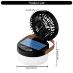 LinkMejor Outdoor Solar Fan Light Portable Rechargeable Hanging Lamp USB Rechargeable Folding Camping Lights Easy to Use