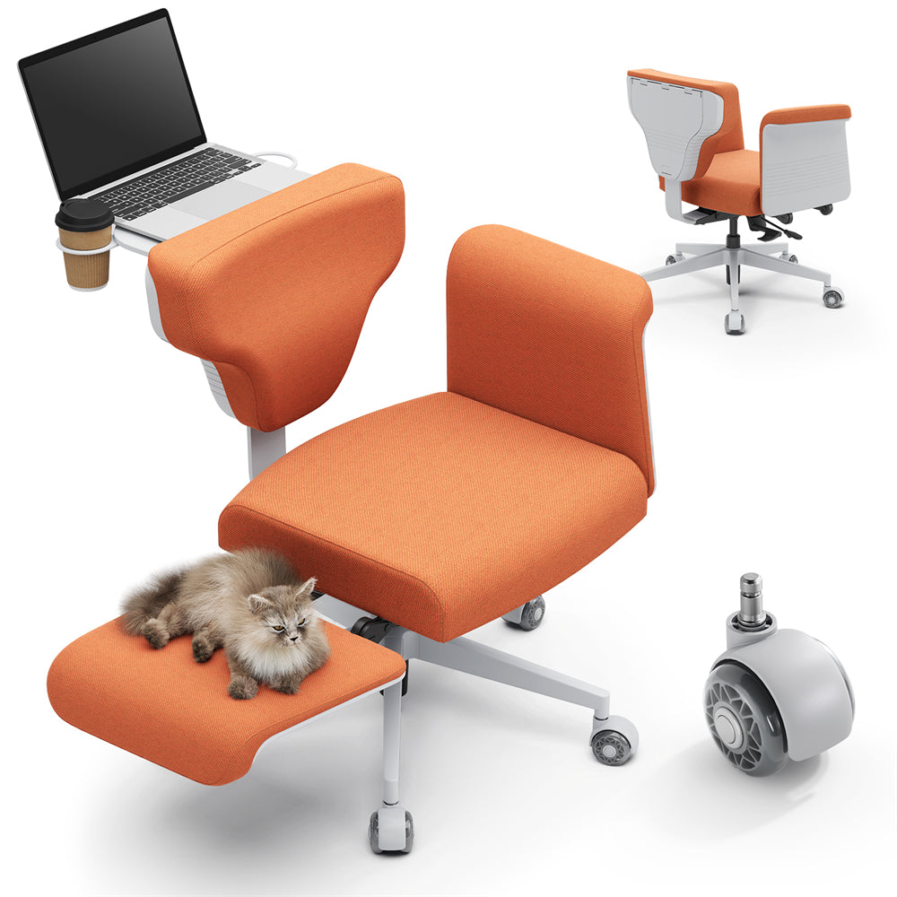 LinkMejor FREEDOM-X PRO Fabric Waterproof Multi-Posture Cross-Legged Chair with Armrest Transparent Skate Wheels