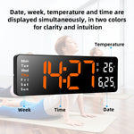 LinkMejor 13 Inch Digital Wall Clock Large LED Display with Remote Control / Automatic Brightness / Indoor Temperature / Date / Week / 12/24H For Home Office Classroom