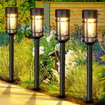 Elfeland Solar Tungsten Filament Lawn Light 21.5" Tall LED Garden Spike Lamp IP65 Waterproof Rechargeable Solar Pathway Lighting
