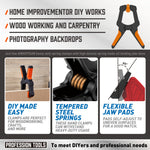4PCS 6 Inch Heavy Duty Plastic Spring Wood Clamps with with 30Lbs Powerful Clamping Force for Woodworking Photography Backdrop Household Use Cover Holding Wood Gluing