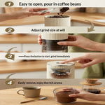 Comfook Portable Electric Coffee Grinder Adjustable Grinding Levels 1200mAh Rechargeable Espresso Bean Grinder for Kitchen Use