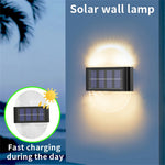 2 Pack Outdoor Solar Lights Fan-shape Waterproof Motion Sensor Fence Light for Garden, Yard, Stairs, Pathway & Courtyard Ambient Lighting