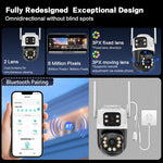 6MP Dual Lens PTZ WiFi Security Camera Full Color Infrared Night Vision Human Motion Instant Sound&Light Alarm Two-Way Audio Waterproof 2.4GHZ Dual-Band Surveillance Camera for Outdoor